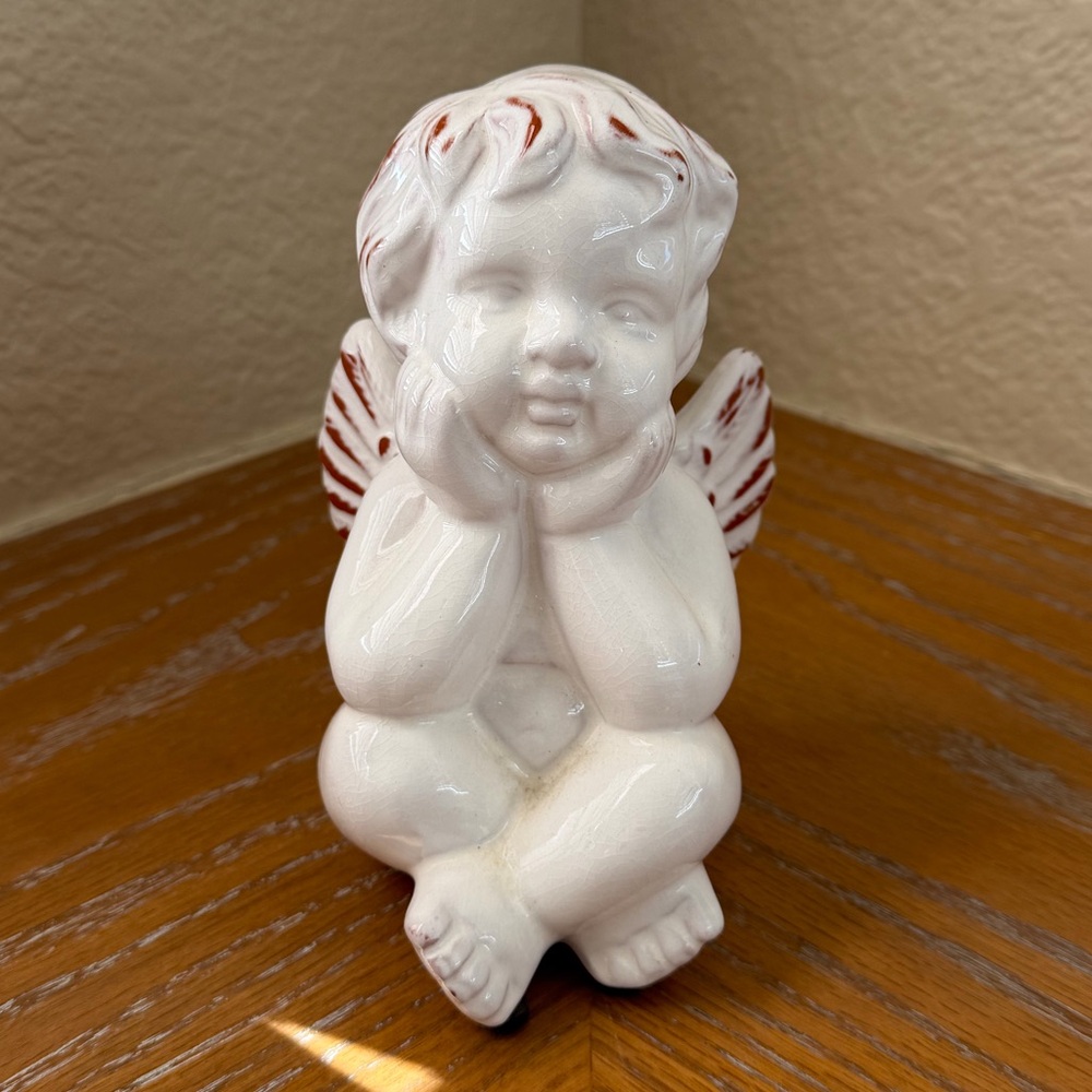 White Ceramic Cherub Angel Figurine